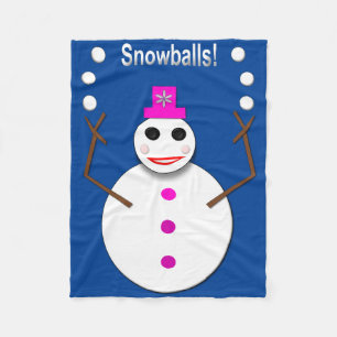 雪だるまジャグリングのクリスマススノーレディおもしろいー フリースブランケット