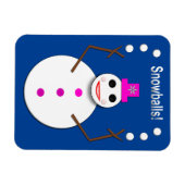 雪だるまジャグリングのクリスマススノーレディおもしろいー マグネット (横)