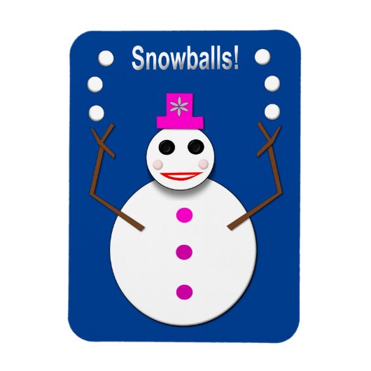 雪だるまジャグリングのクリスマススノーレディおもしろいー マグネット (縦)