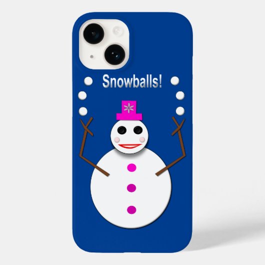 雪だるまジャグリングのクリスマススノーレディおもしろいー Case-Mate iPhoneケース (裏面)