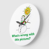 雪だるまジョークこの写真 ラージ壁時計 (傾斜)