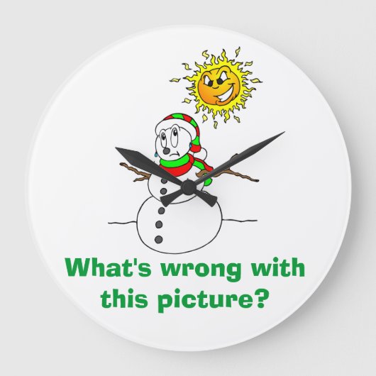 雪だるまジョークこの写真 ラージ壁時計 (正面)