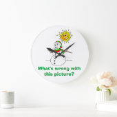 雪だるまジョークこの写真 ラージ壁時計 (ホーム)