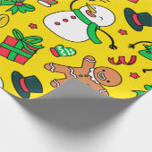 雪だるまジンジャーブレッドマンクリスマスツリー ラッピングペーパー (角)