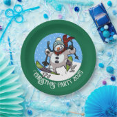 雪だるまスおもしろいキークリスマスパーティー年漫画 ペーパープレート (パーティー)