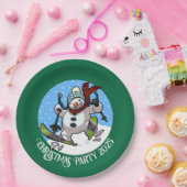 雪だるまスおもしろいキークリスマスパーティー年漫画 ペーパープレート (パーティー)