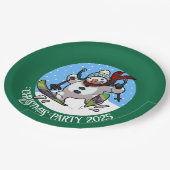 雪だるまスおもしろいキークリスマスパーティー年漫画 ペーパープレート (アングル)