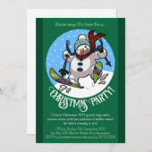 雪だるまスおもしろいキークリスマスパーティー年漫画 招待状 (正面/裏面)