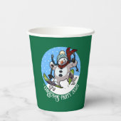 雪だるまスおもしろいキークリスマスパーティー年漫画 紙コップ (裏面)