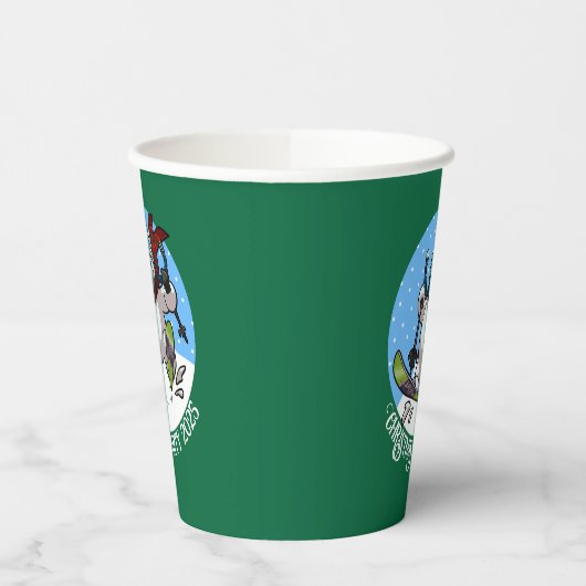 雪だるまスおもしろいキークリスマスパーティー年漫画 紙コップ (左)