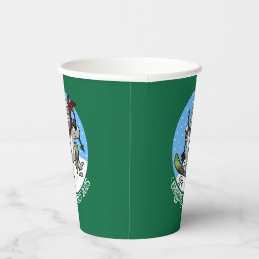 雪だるまスおもしろいキークリスマスパーティー年漫画 紙コップ (右)