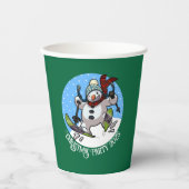 雪だるまスおもしろいキークリスマスパーティー年漫画 紙コップ (正面)