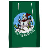 雪だるまスおもしろいキークリスマスパーティー2025漫画 ミディアムペーパーバッグ (裏面)