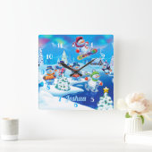 雪だるまスウィンター·ワンダーランド大きな壁時計 スクエア壁時計 (ホーム)