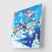 雪だるまスウィンター·ワンダーランド大きな壁時計 スクエア壁時計 (傾斜)