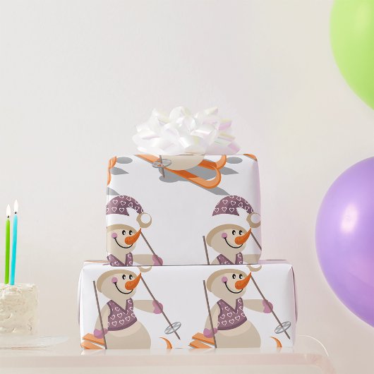 雪だるまスキー ラッピングペーパー