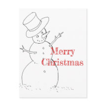 雪だるまスケッチのクリスマスポストカード
