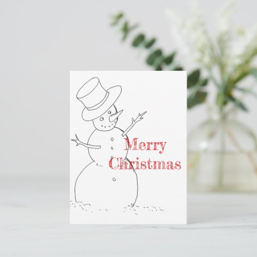 雪だるまスケッチのクリスマスポストカード シーズンポストカード (スタンド正面)