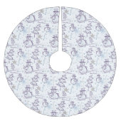 雪だるまスケッチクリスマスツリースカート ブラッシュドポリエステルツリースカート (正面)