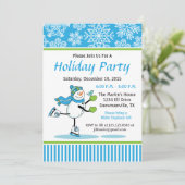 雪だるまスケートで滑るホリデーパーティー招待状 招待状 (スタンド正面)