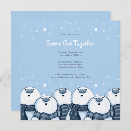 雪だるまスターガザーズ|フェスティバルパーティー招待状 招待状 (正面/裏面)