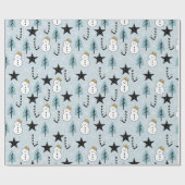 雪だるまスターズアンドキャンディーケーン ラッピングペーパー (フラット)