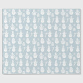 雪だるまスターズキュートブルークリスマスレトロヴィンテージ ラッピングペーパー (フラット)