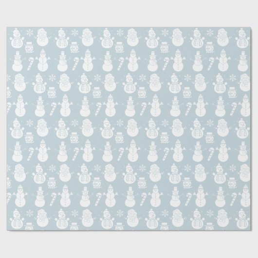 雪だるまスターズキュートブルークリスマスレトロヴィンテージ ラッピングペーパー (フラット)