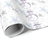 雪だるまスティックフィギュアのクリスマス ラッピングペーパー (ロールコーナー)