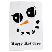 雪だるまスヌーマン顔ハッピーホリデー抱き枕 ミディアムペーパーバッグ (裏面)