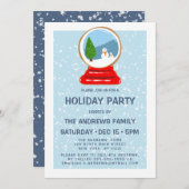 雪だるまスノウグローブクッキーイラストレーションホリデイ 招待状 (正面/裏面)