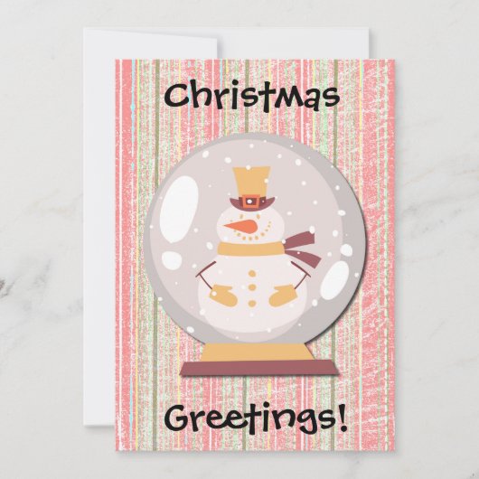 雪だるまスノングローブレトロクリスマスホリデーカード シーズンカード (正面)