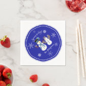 雪だるまスノーエンジェルスノーフレークウィンターホリデーパーティー スタンダードカクテルナプキン (インサイチュ)