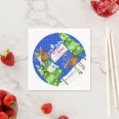 雪だるまスノーエンジェルスノーフレークウィンターホリデーパーティー スタンダードカクテルナプキン (インサイチュ)