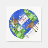 雪だるまスノーエンジェルスノーフレークウィンターホリデーパーティー スタンダードカクテルナプキン (正面)