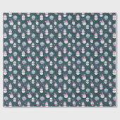 雪だるまスノークリスマスオーナメントグリーンクリスマス ラッピングペーパー (フラット)