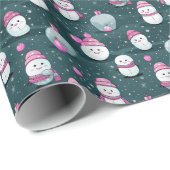 雪だるまスノークリスマスオーナメントグリーンクリスマス ラッピングペーパー (ロールコーナー)