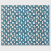 雪だるまスノークリスマスオーナメントブルークリスマス ラッピングペーパー (フラット)