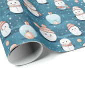 雪だるまスノークリスマスオーナメントブルークリスマス ラッピングペーパー (ロールコーナー)