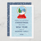 雪だるまスノーグローブクッキーイラストレーションクリスマス シーズンカード (正面/裏面)