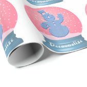 雪だるまスノーグローブピンク&ブルー ラッピングペーパー (ロールコーナー)