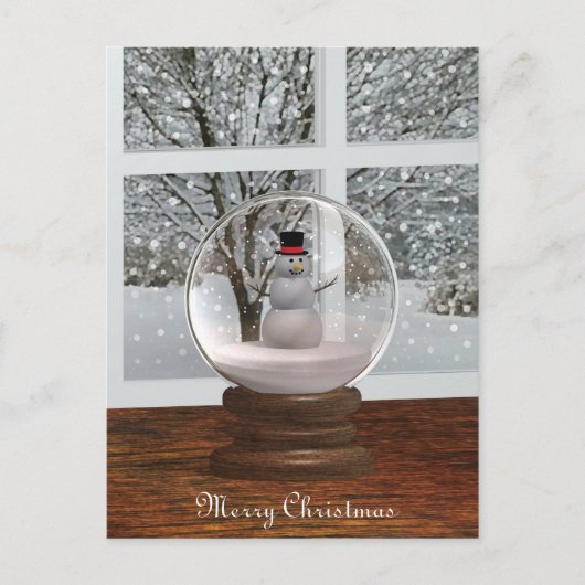 雪だるまスノーグローブポストカード ポストカード (正面)