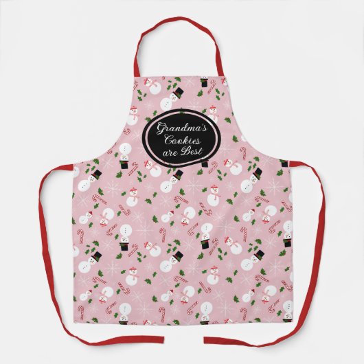 雪だるまスノーフレークおばあちゃんのクッキークリスマスエプロン エプロン (正面)