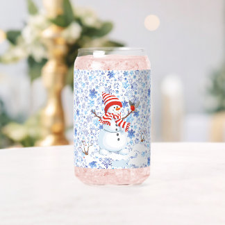雪だるまスノーフレークのクリスマスの名前の追加 ガラス缶