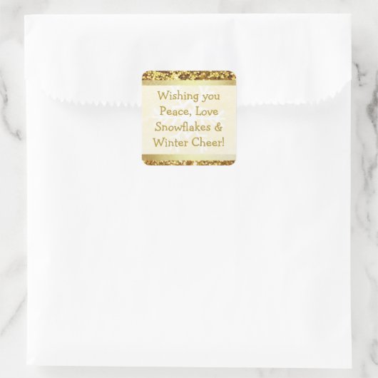 雪だるまスノーフレークウィンタークリスマス引用文シール スクエアシール (バッグ)