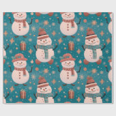 雪だるまスノーフレーククリスマスオーナメントクリスマス ラッピングペーパー (フラット)