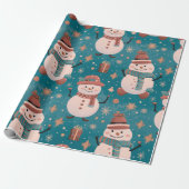 雪だるまスノーフレーククリスマスオーナメントクリスマス ラッピングペーパー (アンロールド)