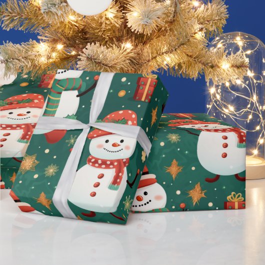 雪だるまスノーフレーククリスマスオーナメントクリスマス ラッピングペーパー (クリスマス)