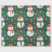 雪だるまスノーフレーククリスマスオーナメントクリスマス ラッピングペーパー (フラット)