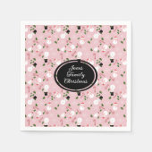 雪だるまスノーフレーククリスマスホリデーパーソナライズされた スタンダードカクテルナプキン (正面)